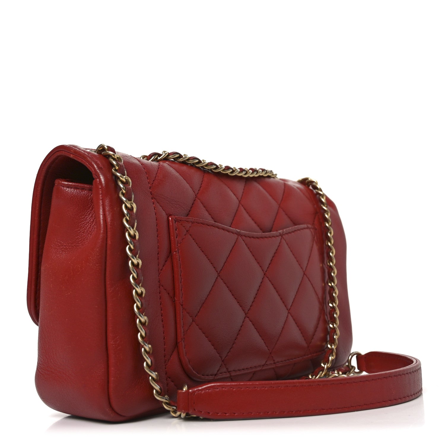 Lambskin Quilted Small Single Flap Red