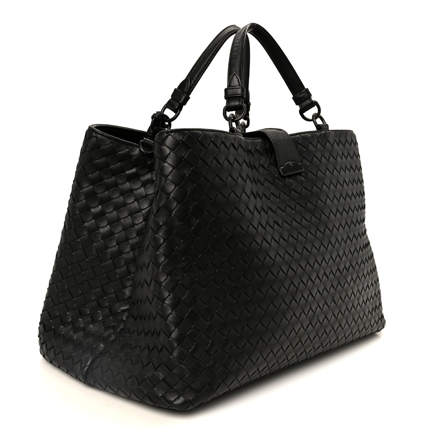 Nappa Intrecciato Large Roma Tote Black