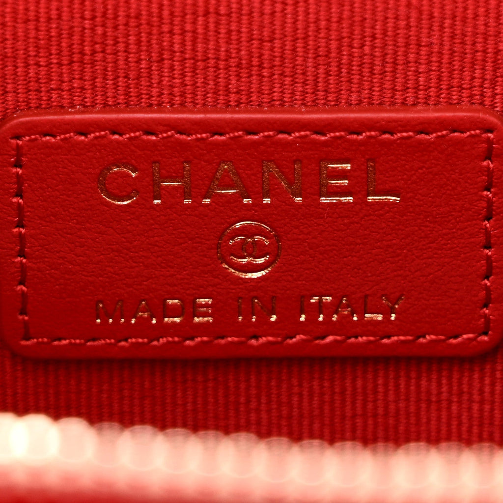 Caviar Quilted Mini Vanity Case With Chain Red