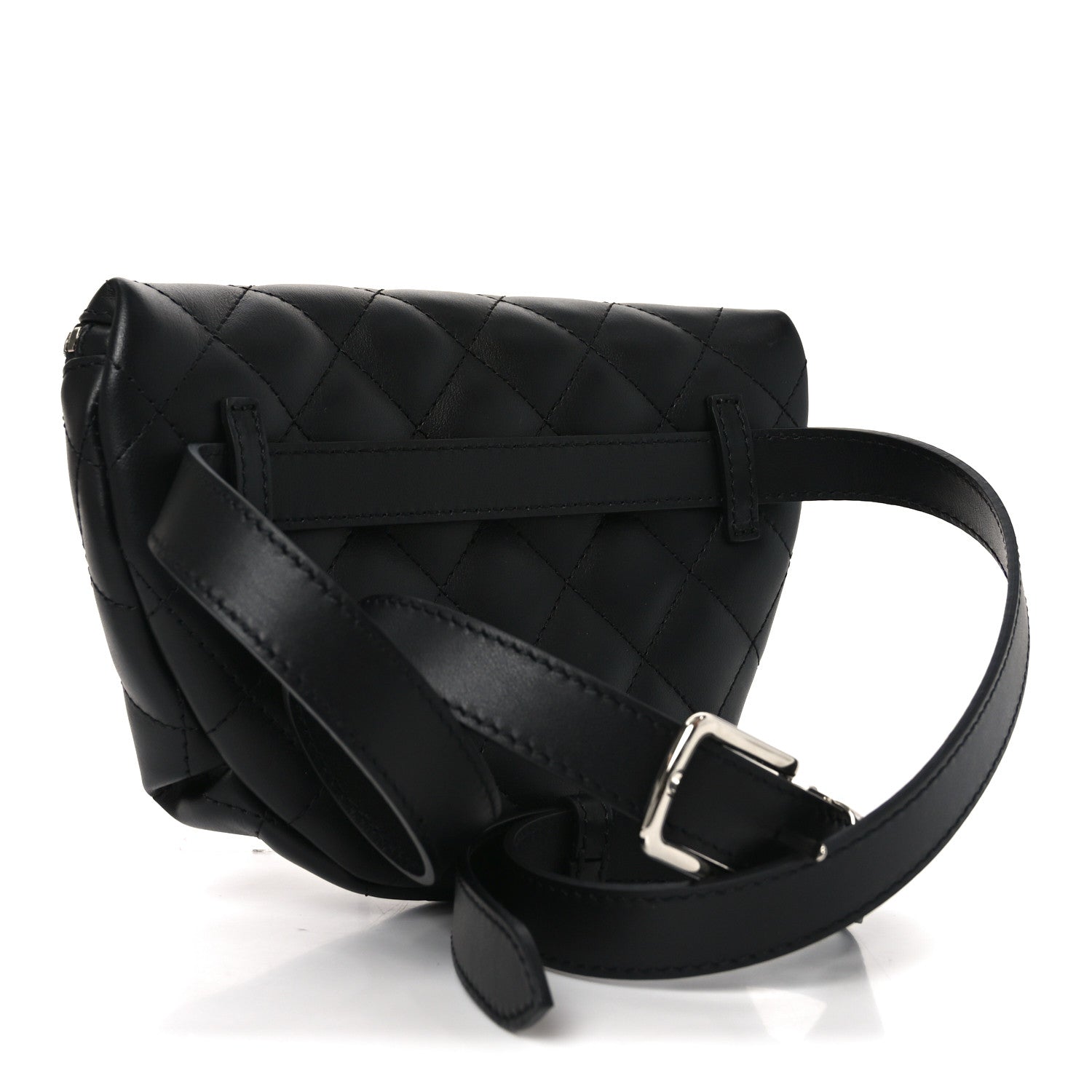Calfskin Quilted Uniform Waist Belt Bag Black