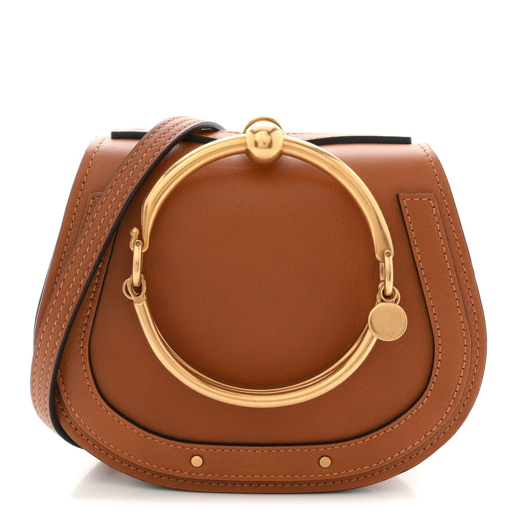 Calfskin Suede Medium Nile Bracelet Bag Caramel