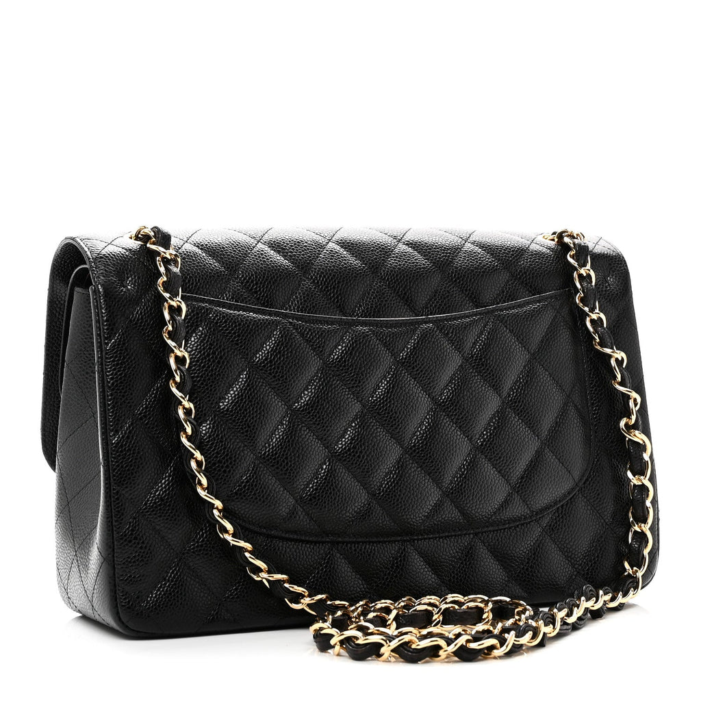 Caviar Quilted Jumbo Double Flap Black
