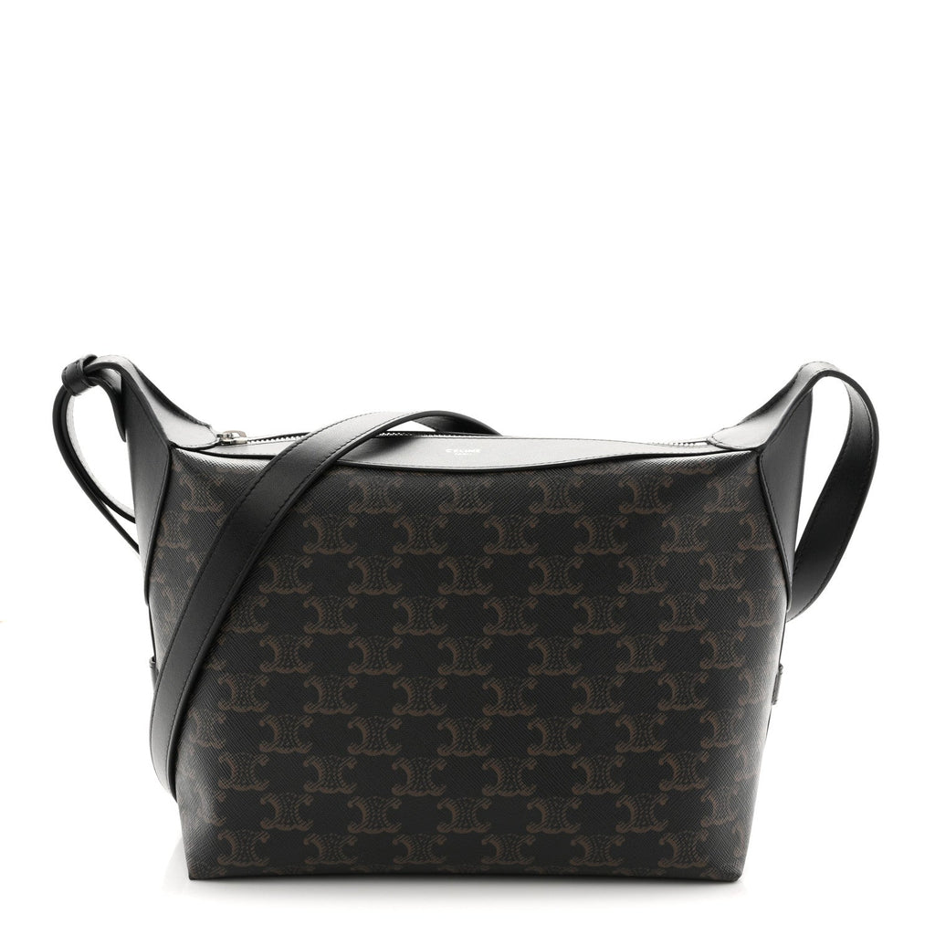 Triomphe Canvas Calfskin Harry Crossbody Bag Black