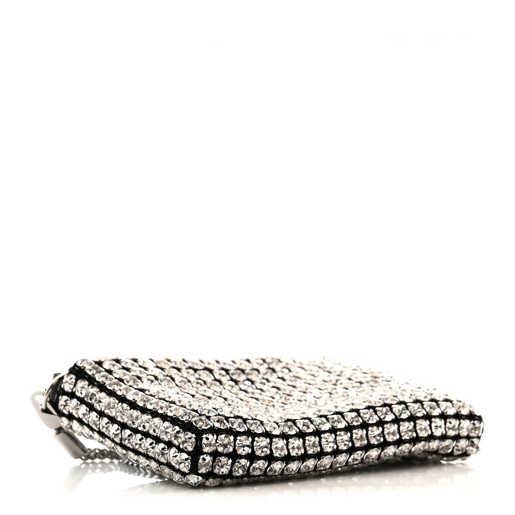 Mesh Crystal Rhinestone Nano Heiress Shoulder Bag Black Silver