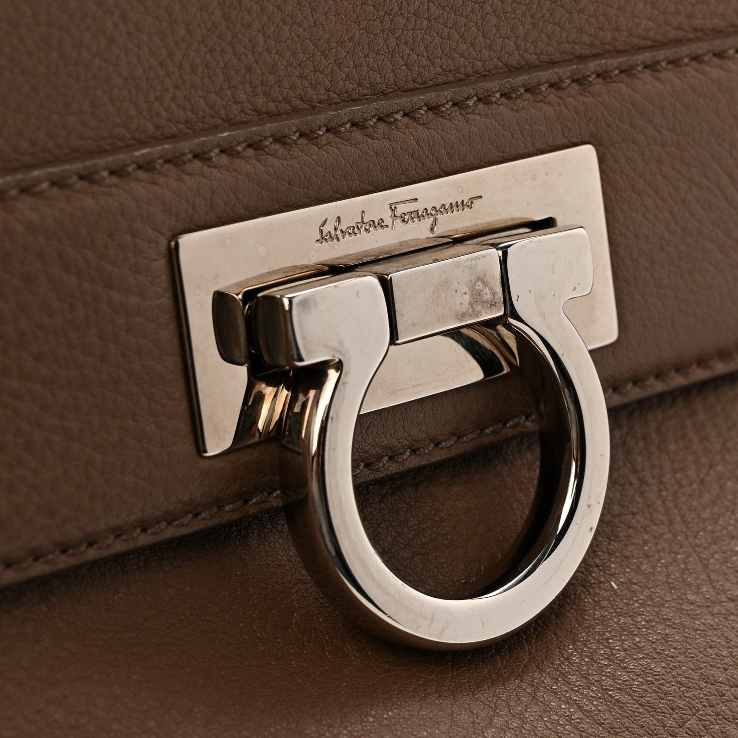 Calfskin Fanisa Gancini Large Hobo Beige