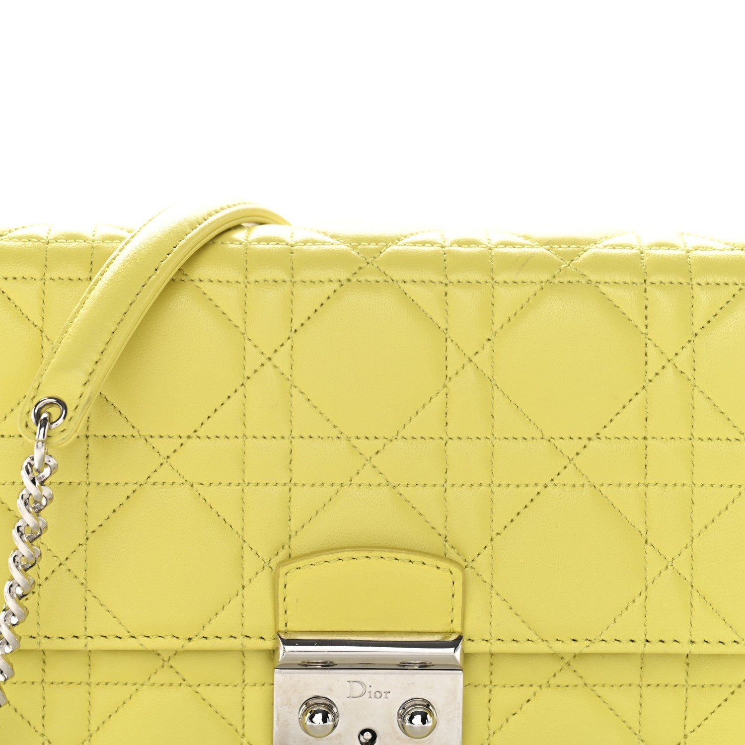 Lambskin Cannage Miss Dior Promenade Pouch Citron