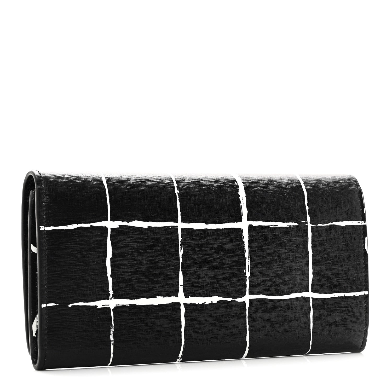 Saffiano Square Check Wallet Black White