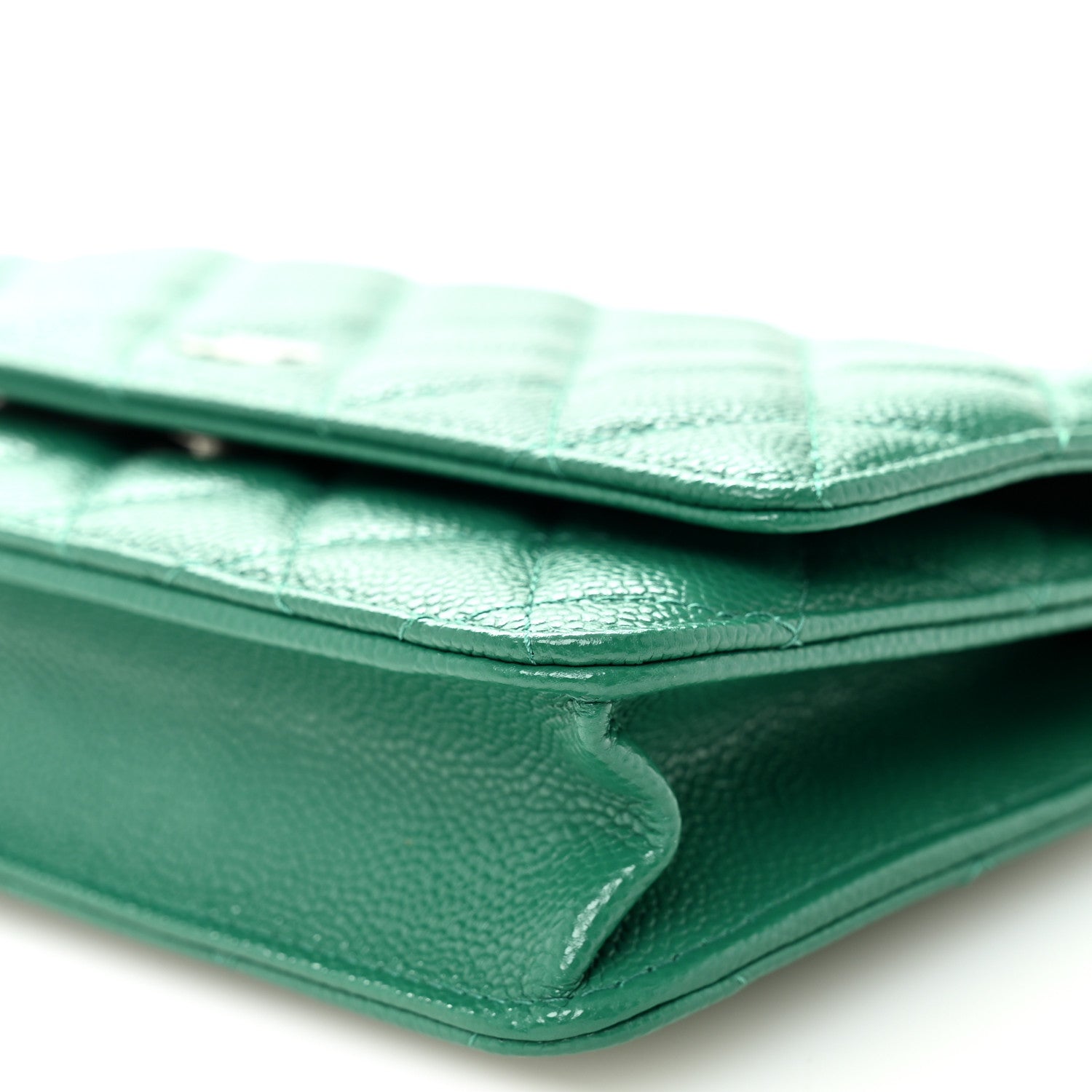 Caviar Quilted Wallet On Chain WOC Green