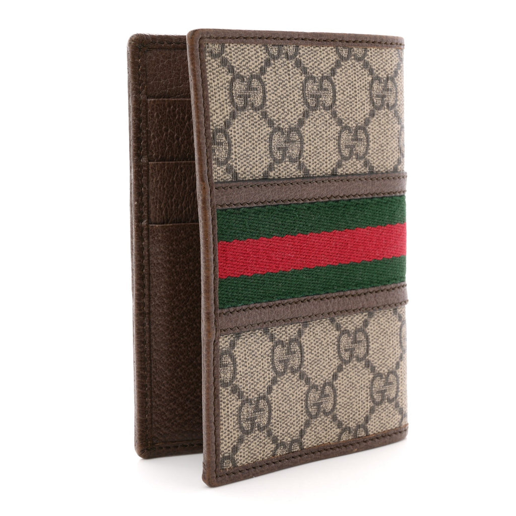 GG Supreme Monogram Web Ophidia Passport Case Beige New Acero