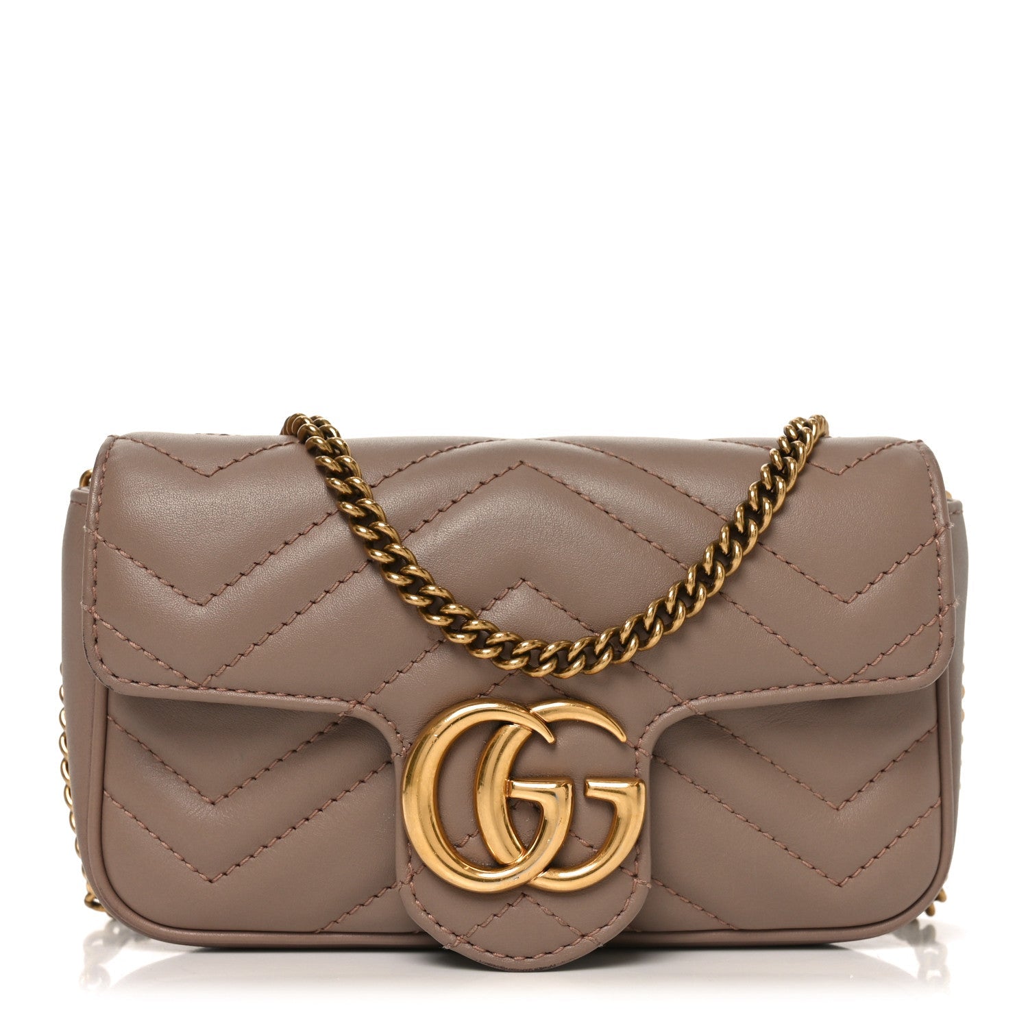 Calfskin Matelasse Super Mini GG Marmont Shoulder Bag Porcelain Rose