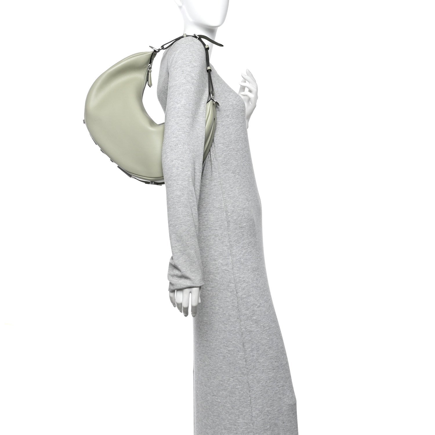 Vitello Grace Matte Medium Fendigraphy Hobo Bag Green Tea