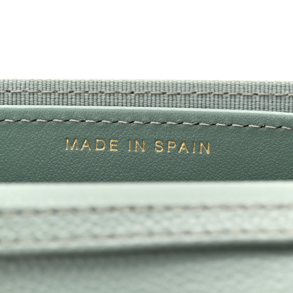 Caviar Quilted Flap  Holder On Chain Light Green