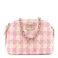 Tweed Quilted Mini Clutch With Chain Pink