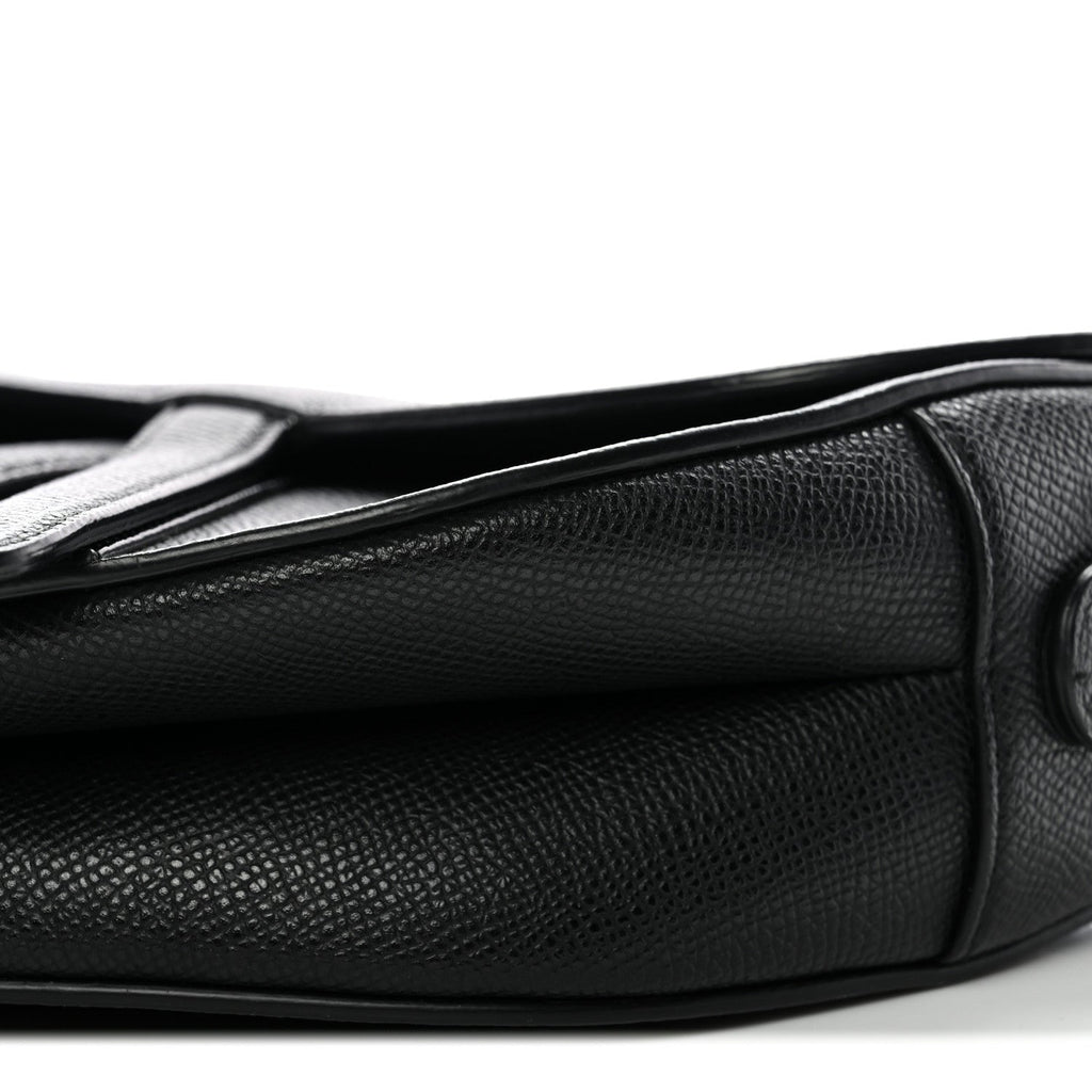 Grained Calfskin Saddle Bag Black