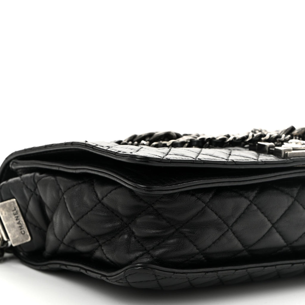 Calfskin Enchained New Medium Boy Flap Black