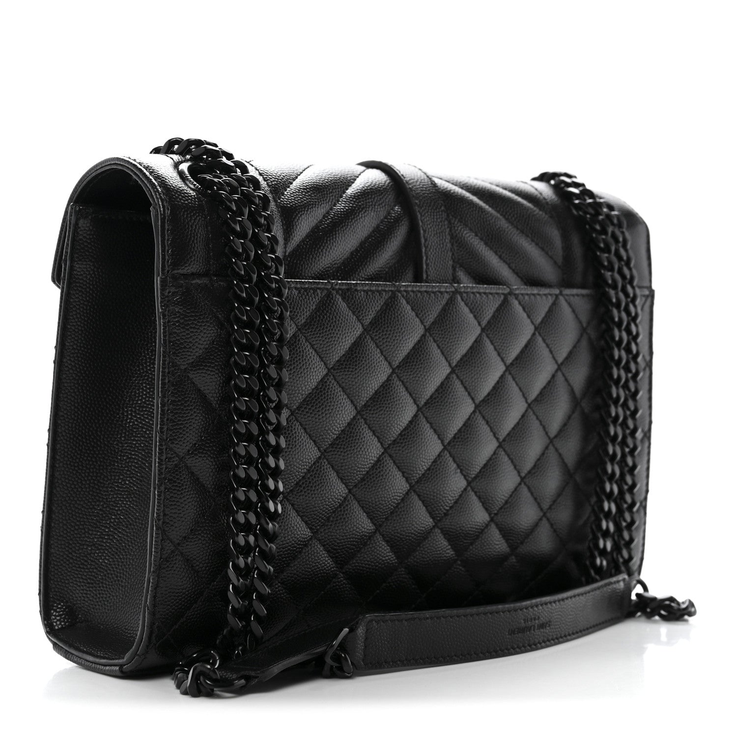 Grain De Poudre Textured Mixed Matelasse Triquilt Medium Monogram Monochrome Satchel Black
