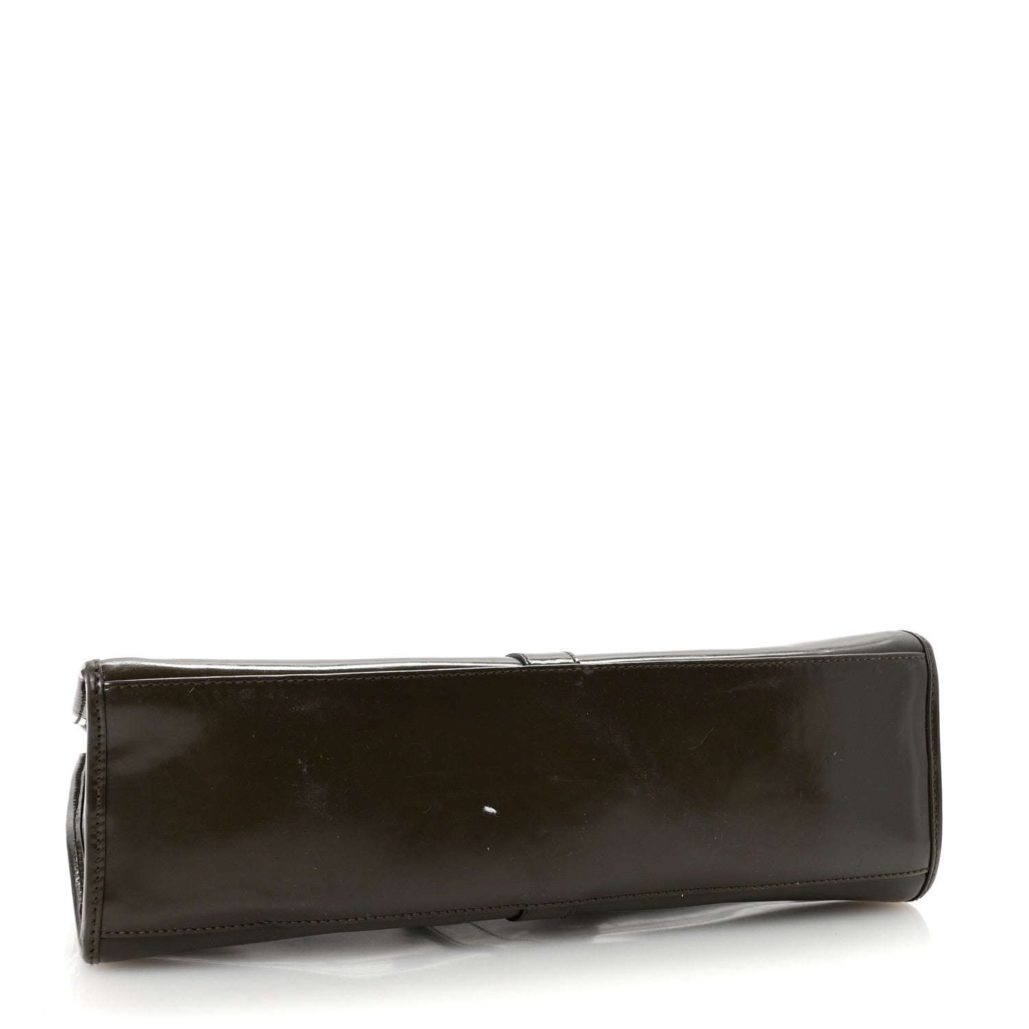 Patent Bardot Shoulder Bag Olive Green