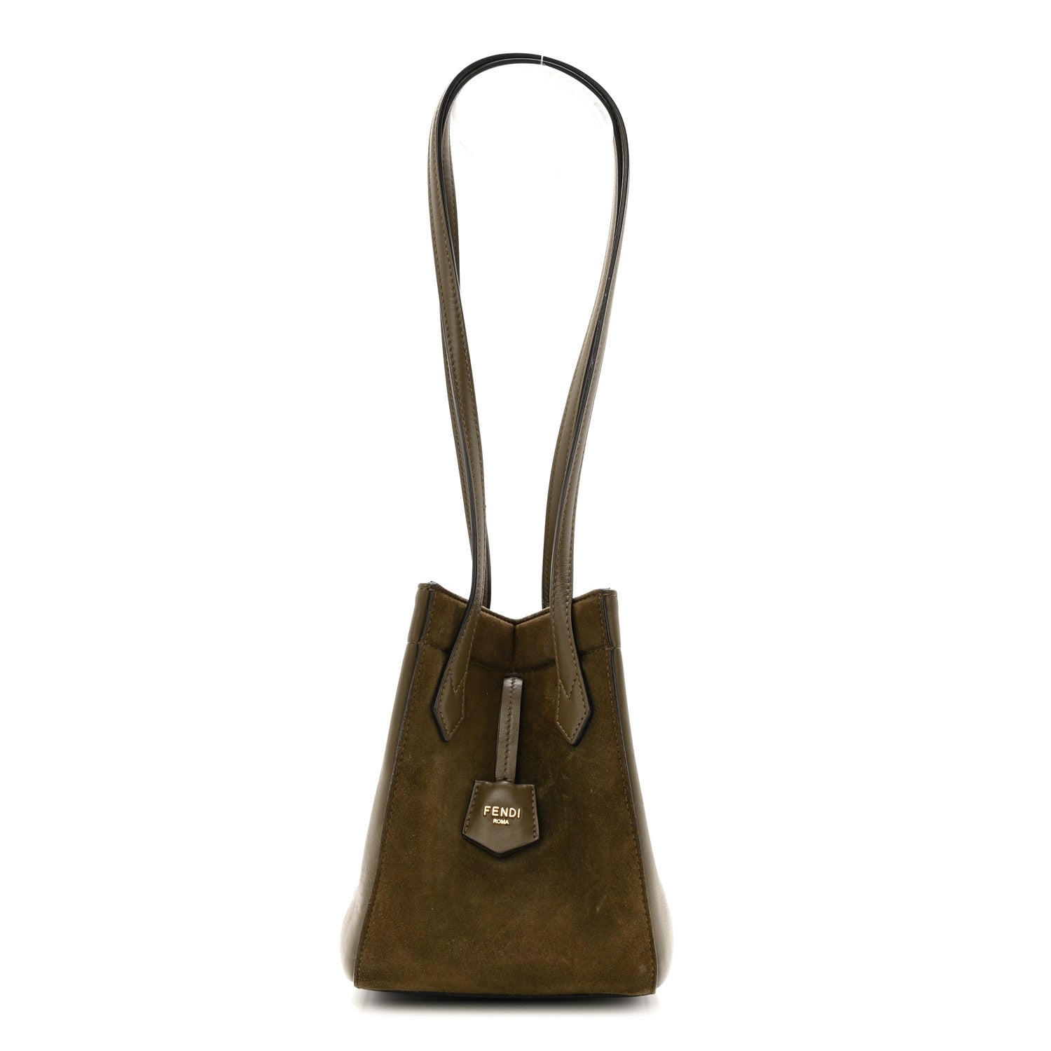 Vitello Vernice Camoscio Mini Fendi Origami Military Brown Avocado