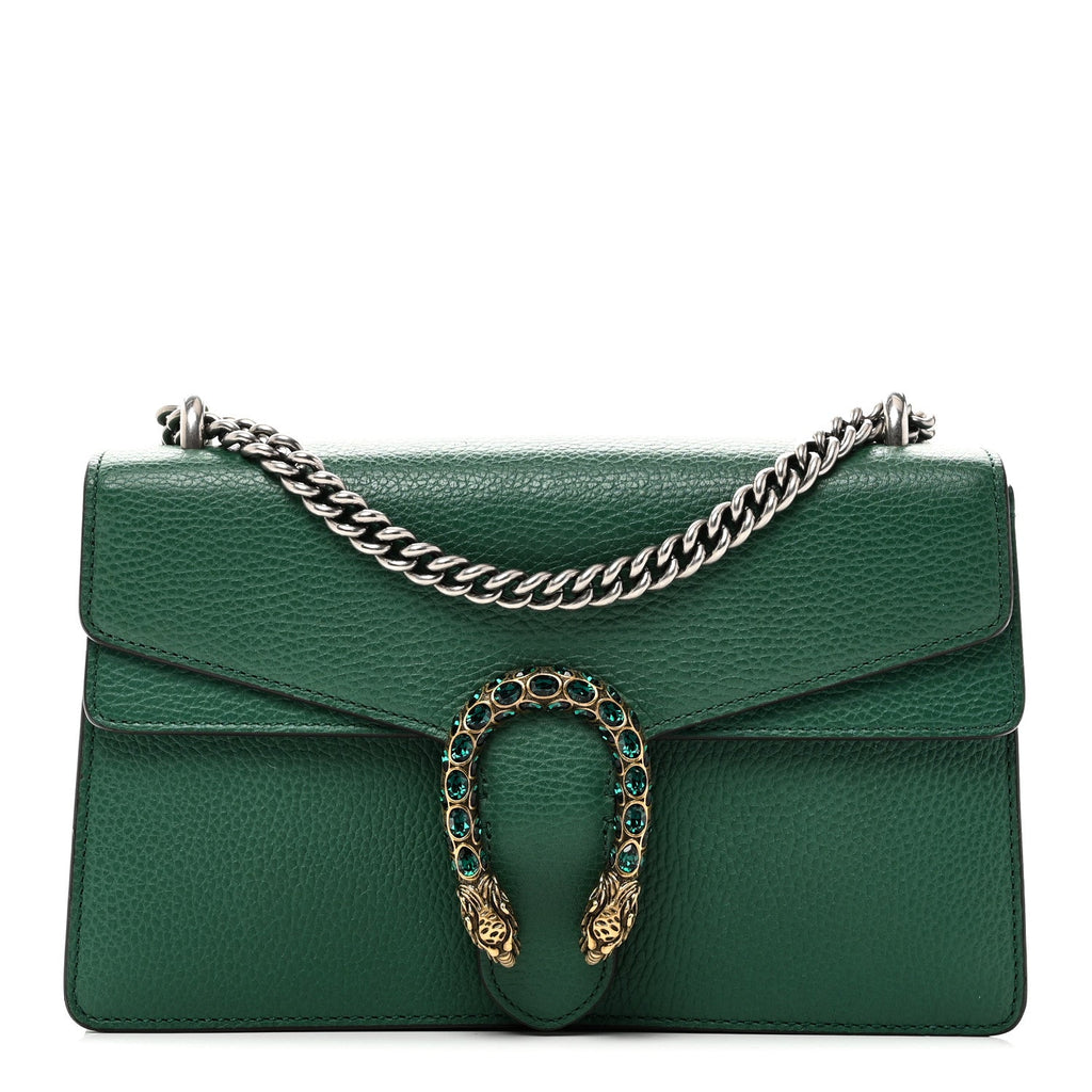 Pebbled Calfskin Small Dionysus Shoulder Bag Emerald