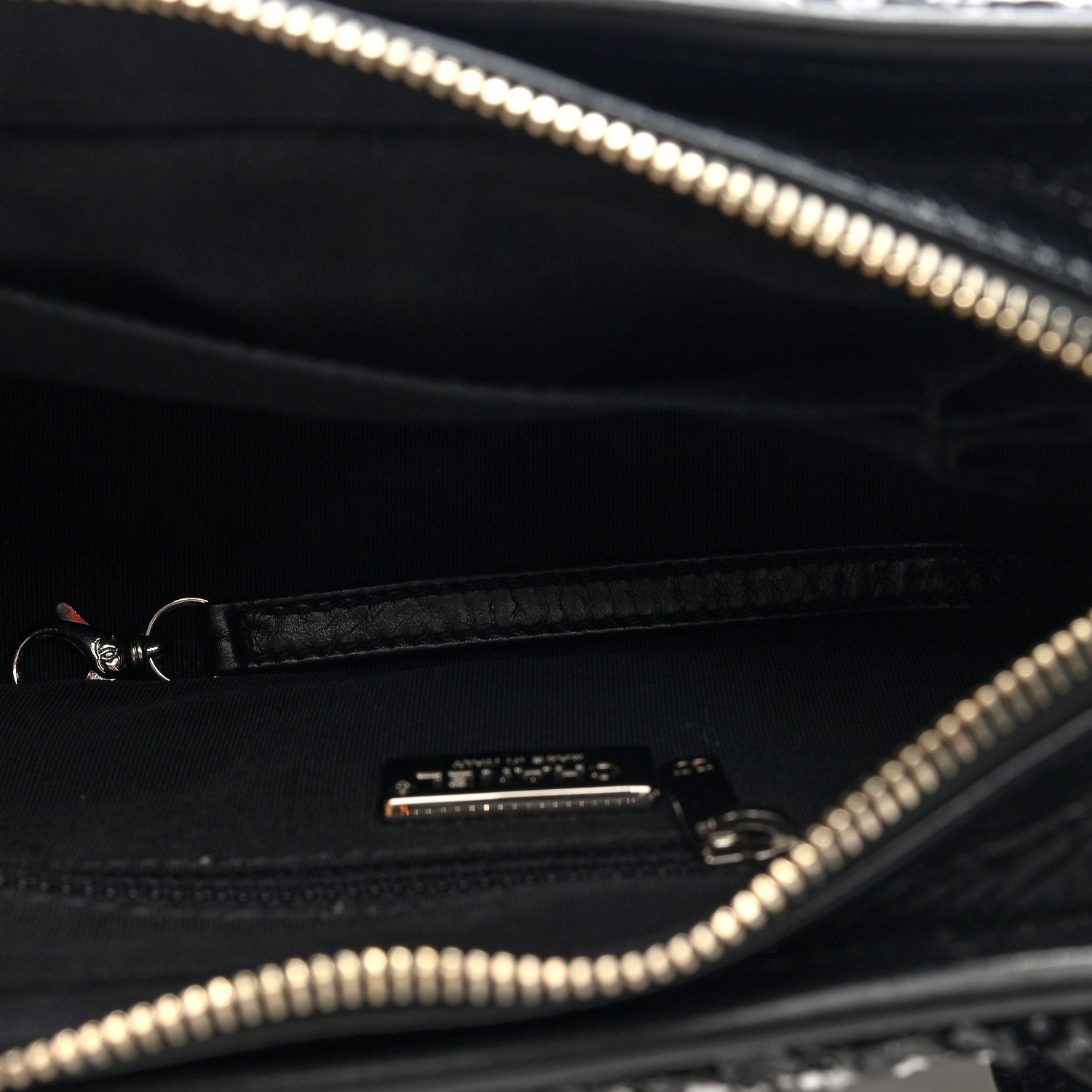 Sequin Calfskin Small Gabrielle Hobo Black White