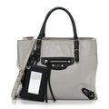 Calfskin Papier Mini A4 Zip Around Tote Grey Black