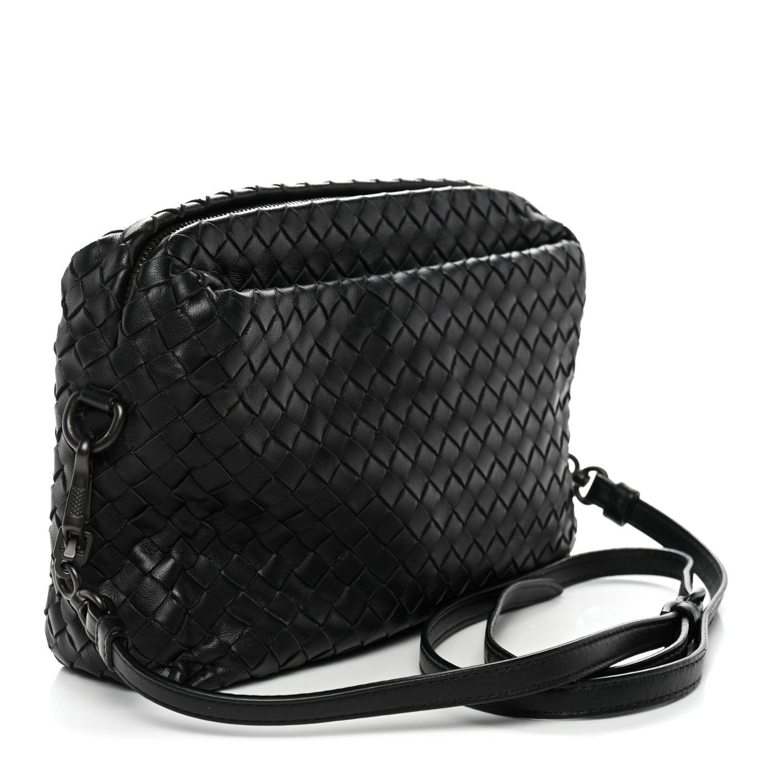 Nappa Intrecciato Crossbody Messenger Black