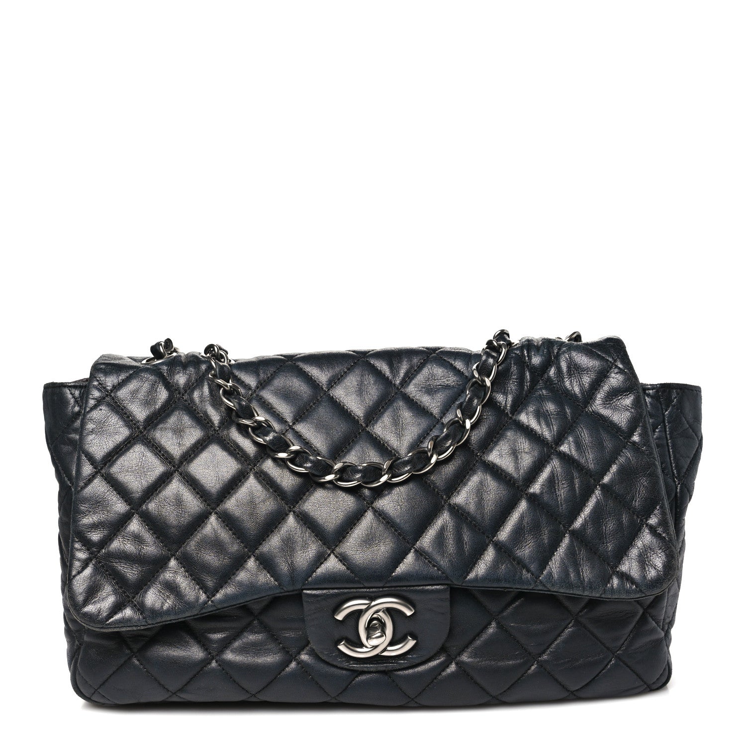 Lambskin Quilted Jumbo Single Flap Black