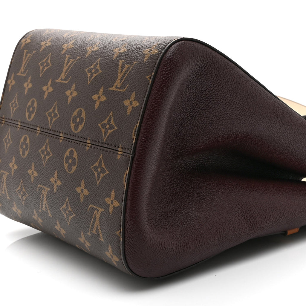 Calfskin Monogram Fold Tote MM Black Wine Cream