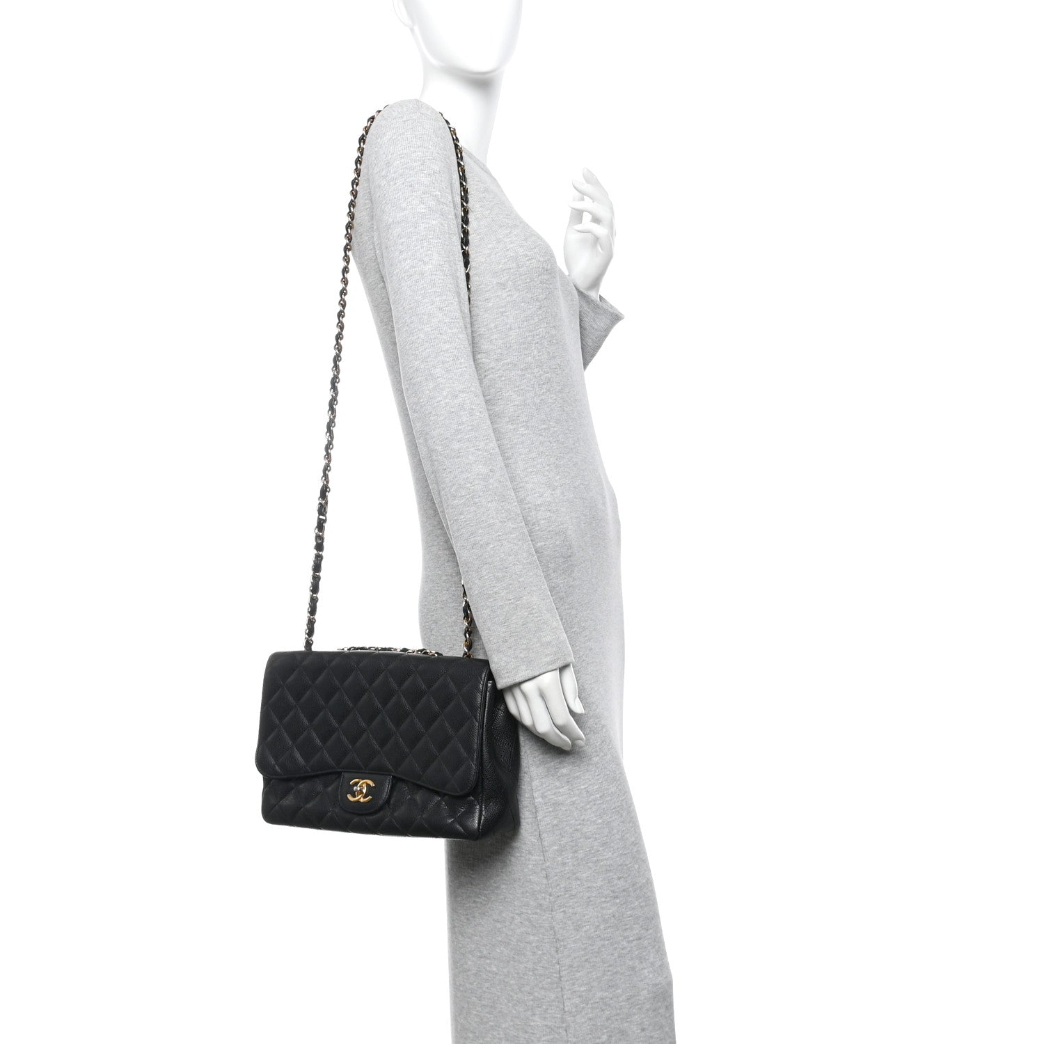 Caviar Quilted Jumbo Single Flap Black
