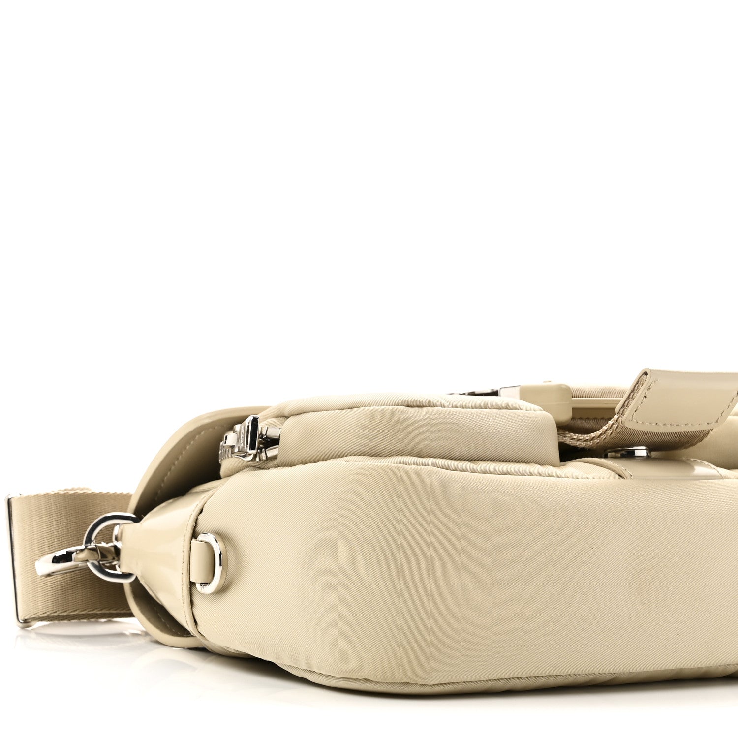 Re-Nylon Spazzolato Double Pocket Buckle Shoulder Bag Deserto