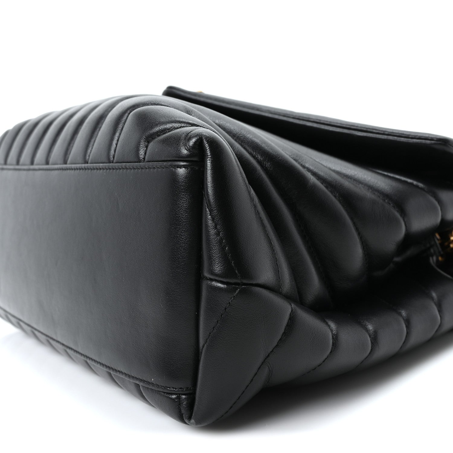 Calfskin Y Quilted Monogram Medium Loulou Chain Satchel Black