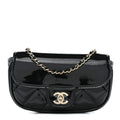 Patent Calfskin Quilted Mini Flap Black