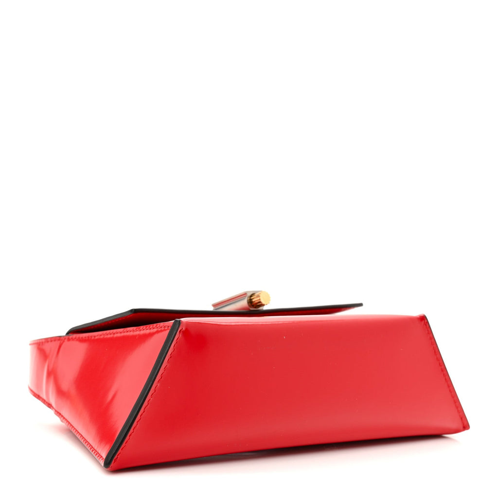 Brushed Calfskin Small Geometric Prisma Shoulder Bag Flame Red
