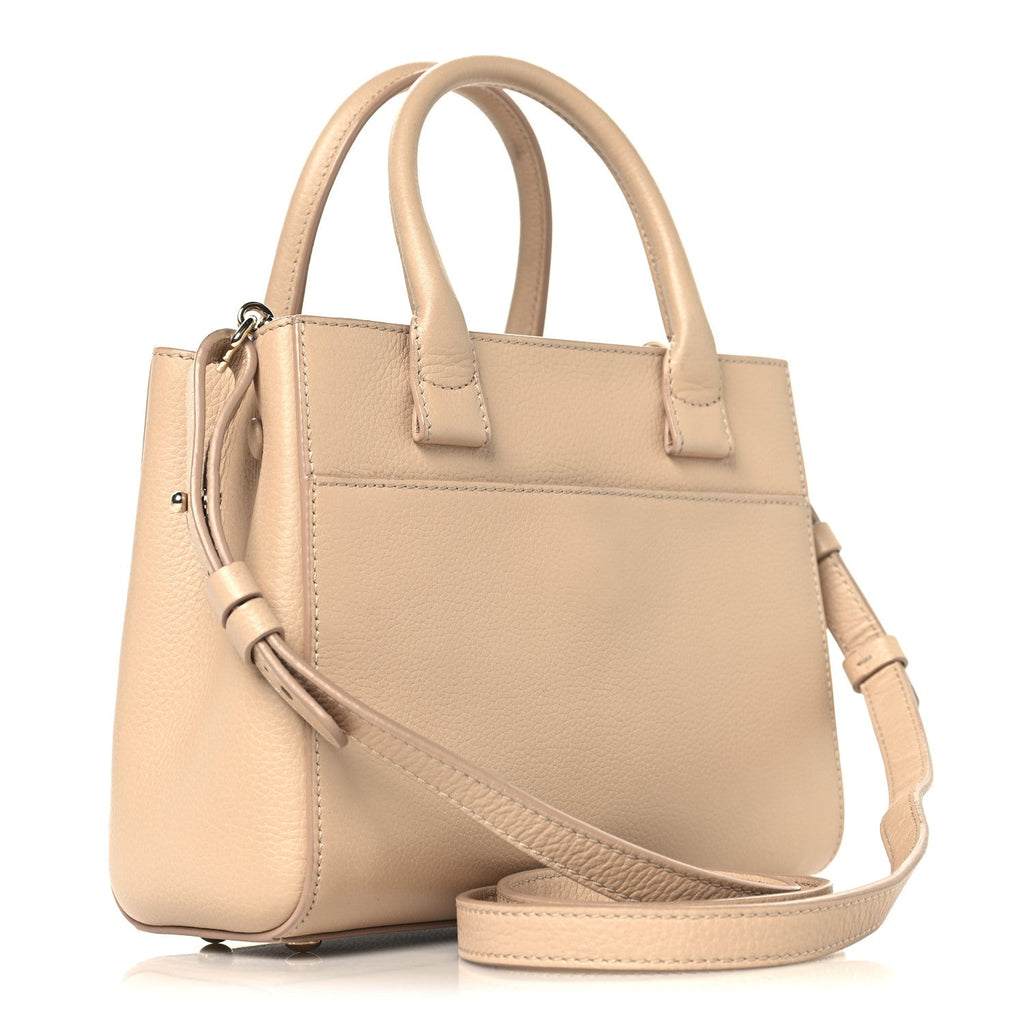 Grained Calfskin Mini Neo Executive Shopper Tote Light Beige