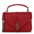 Sheepskin Matelasse Chevron Monogram Medium College Bag Rouge