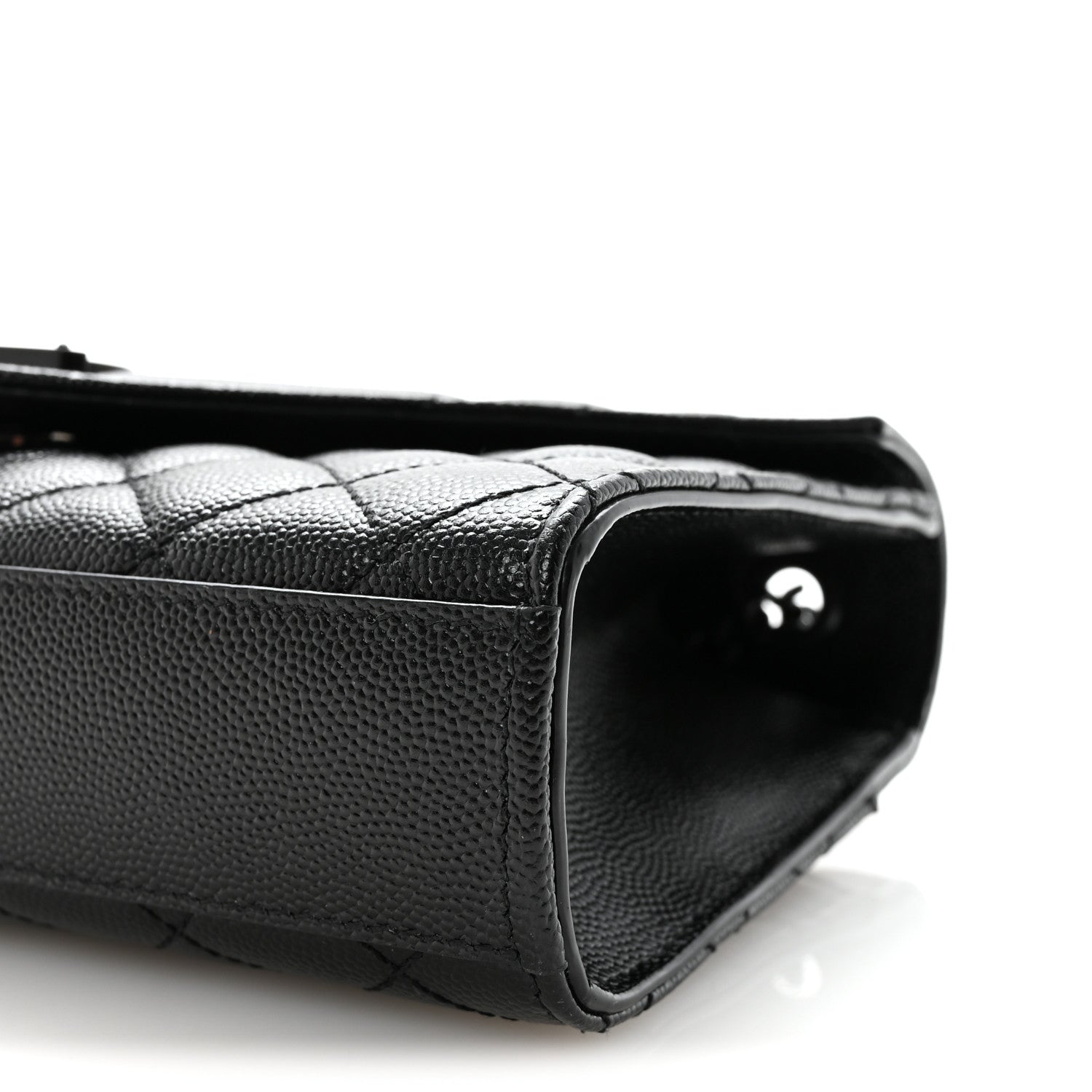 Grain De Poudre Textured Mixed Matelasse Triquilt Small Monogram Monochrome Satchel Black