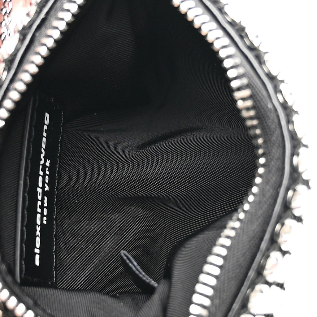 Mesh Crystal Rhinestone Nano Heiress Shoulder Bag Black Silver