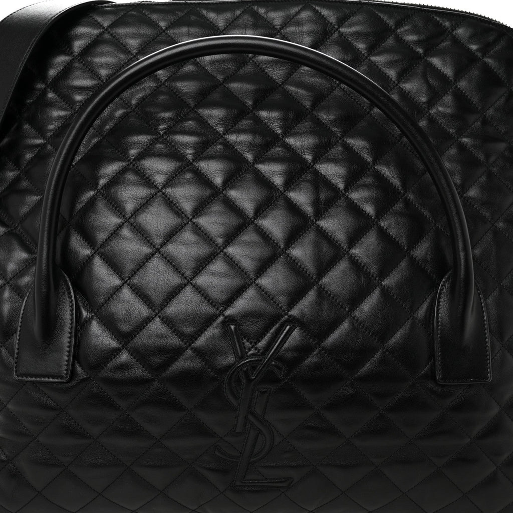 Calfskin Quilted ES Giant Travel Bag Black