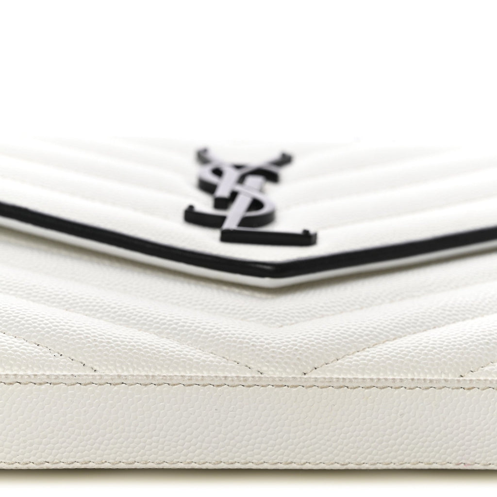 Grain De Poudre Matelasse Monogram Chain Wallet White Black