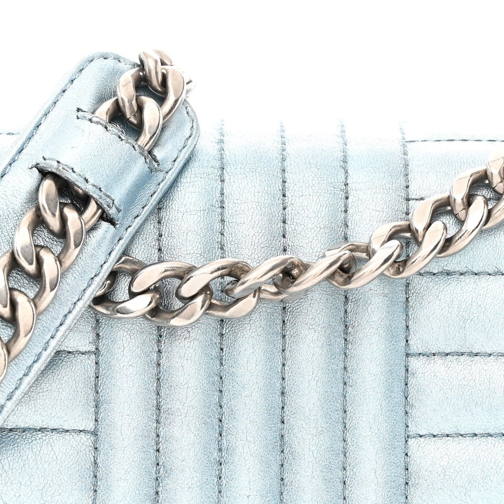 Metallic Nappa Impunture Diagramme Medium Chain Flap Shoulder Bag Pervinca Mordor