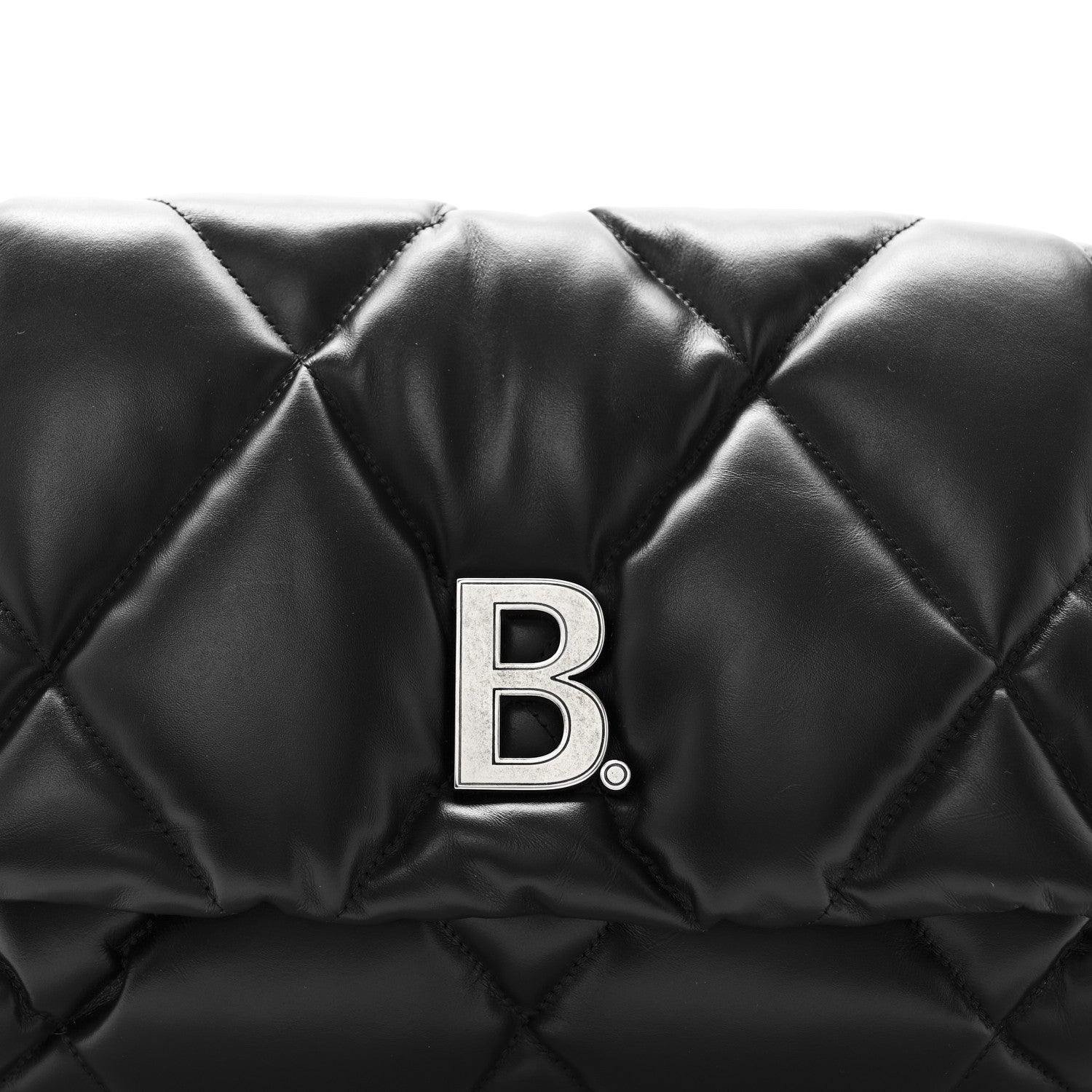 Nappa Calfskin Quilted Touch B Puffy Clutch Black