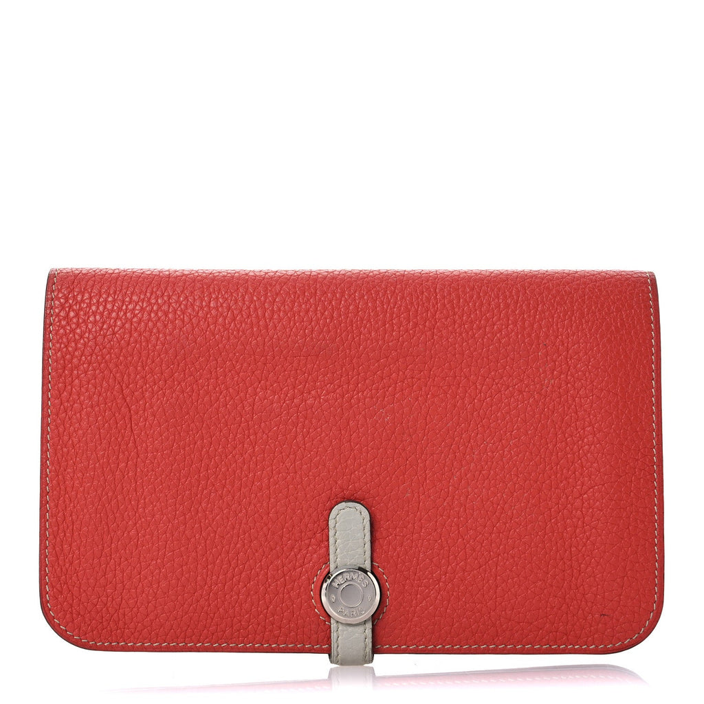 Togo Dogon Duo Wallet Rouge Garance Gris Mouette