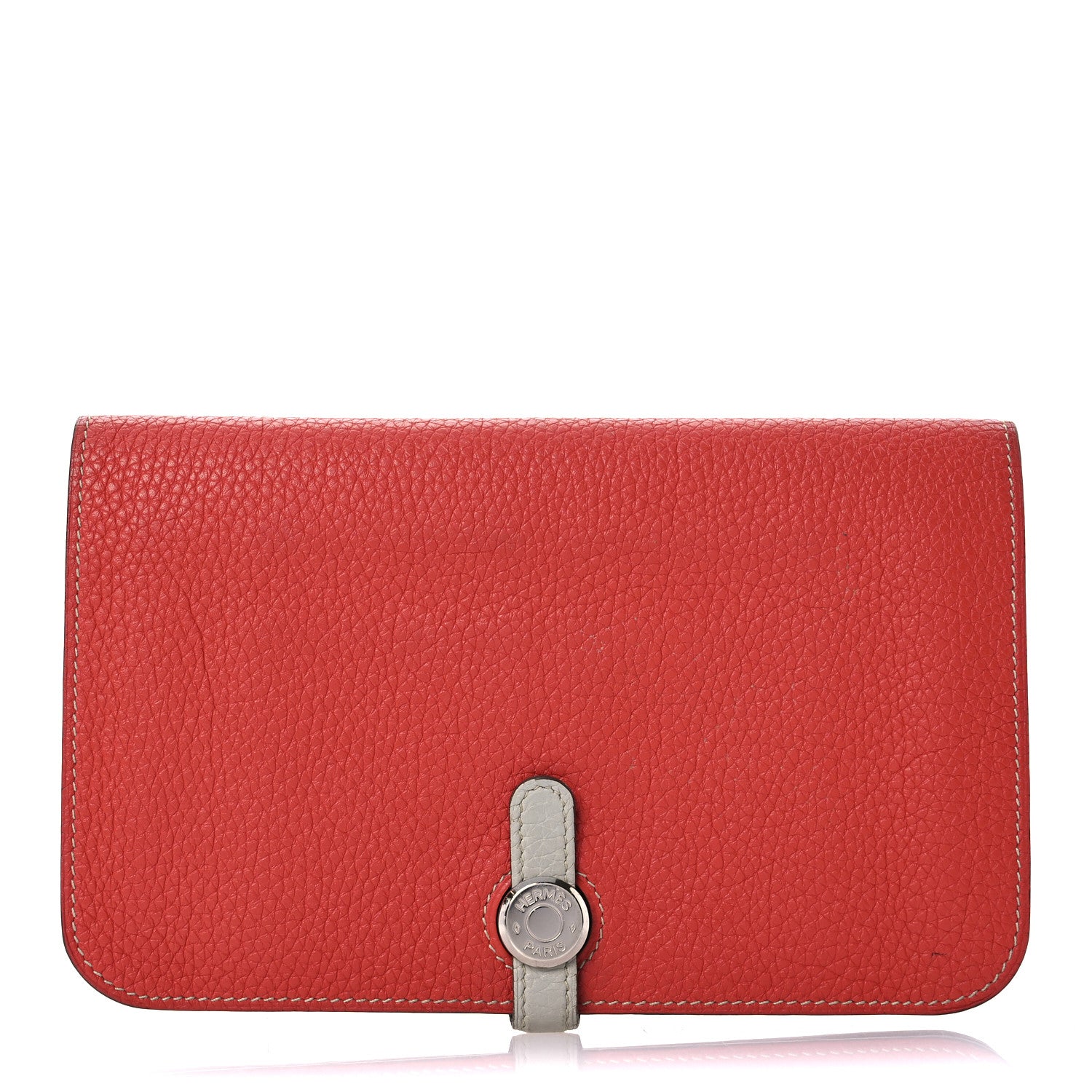 Togo Dogon Duo Wallet Rouge Garance Gris Mouette