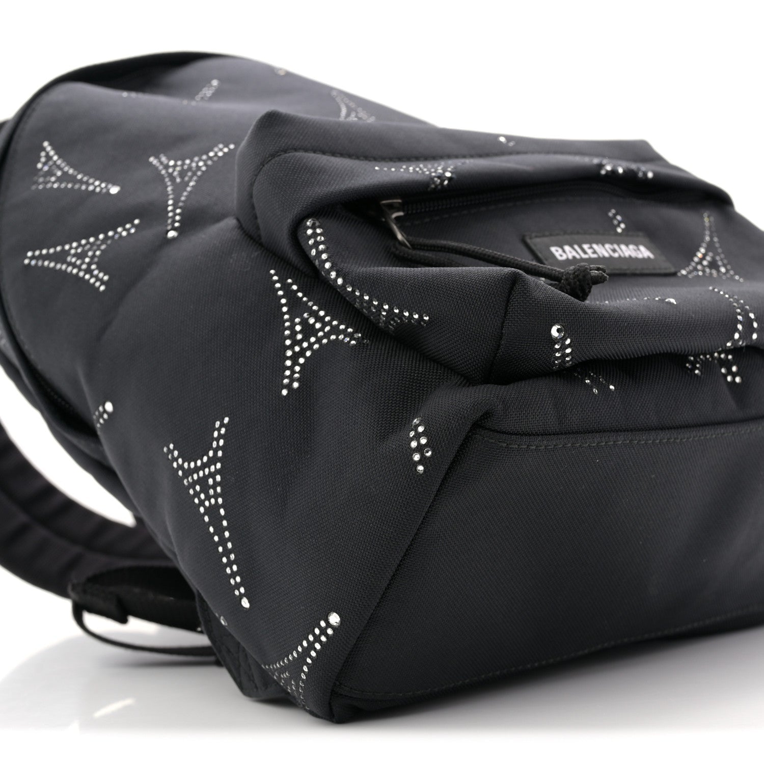 Canvas Crystal Embellished Eiffel Tower Explorer Backpack S Black