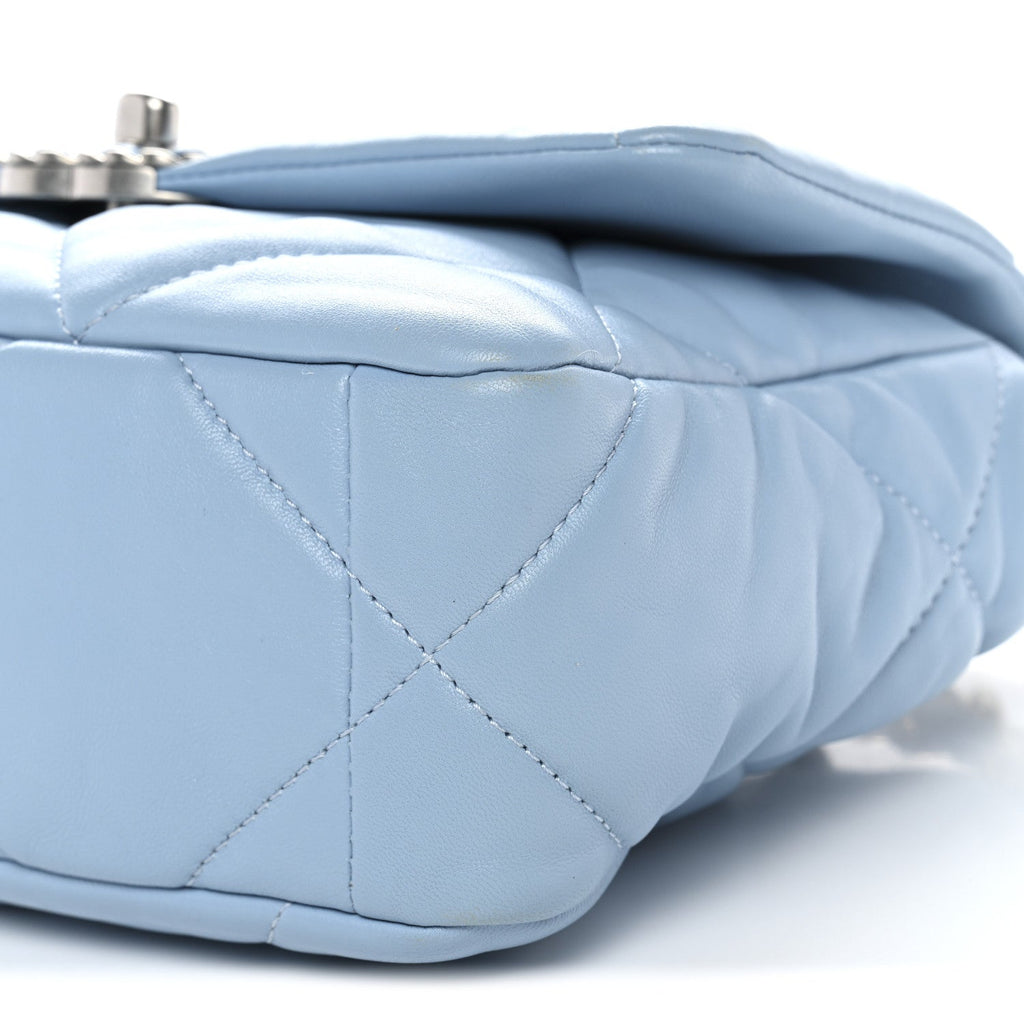 Lambskin Quilted Medium Chanel 19 Flap Light Blue