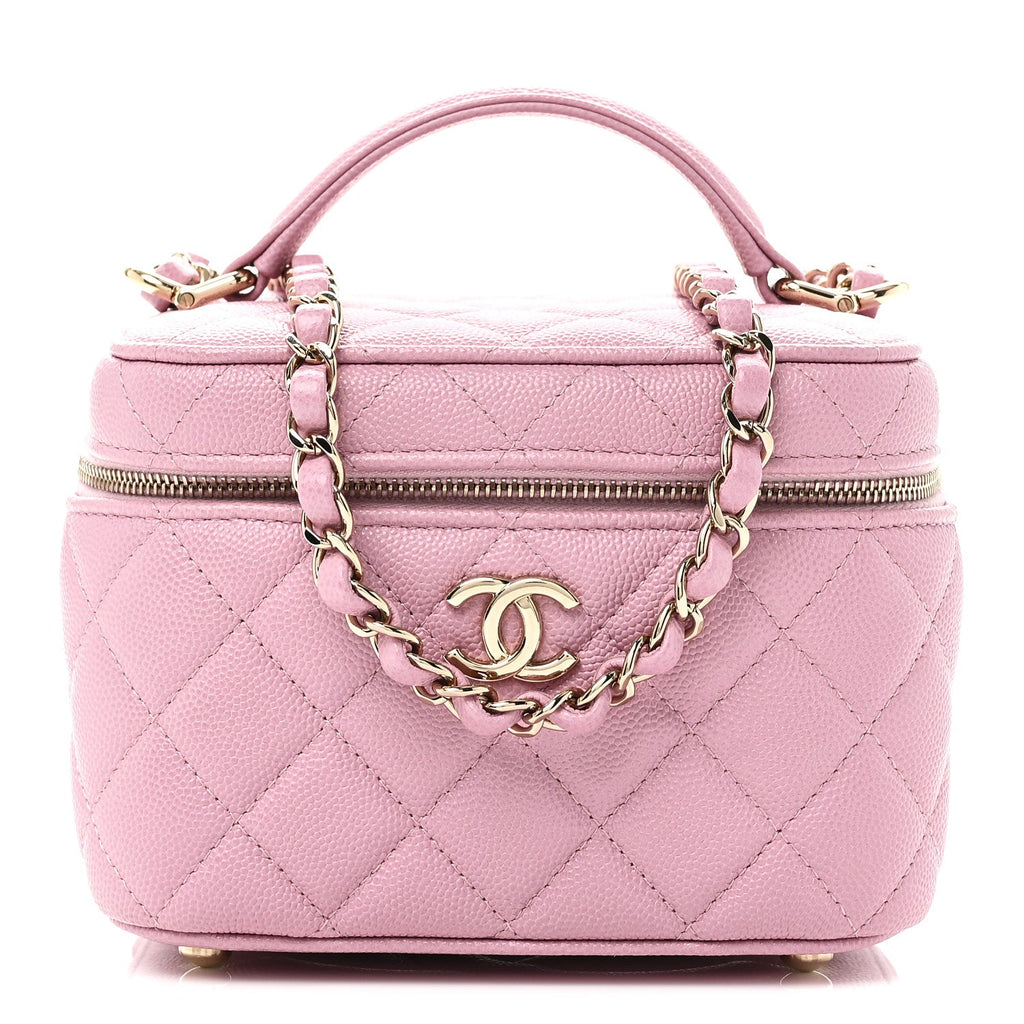 Caviar Quilted Small CC Vanity Case Pink