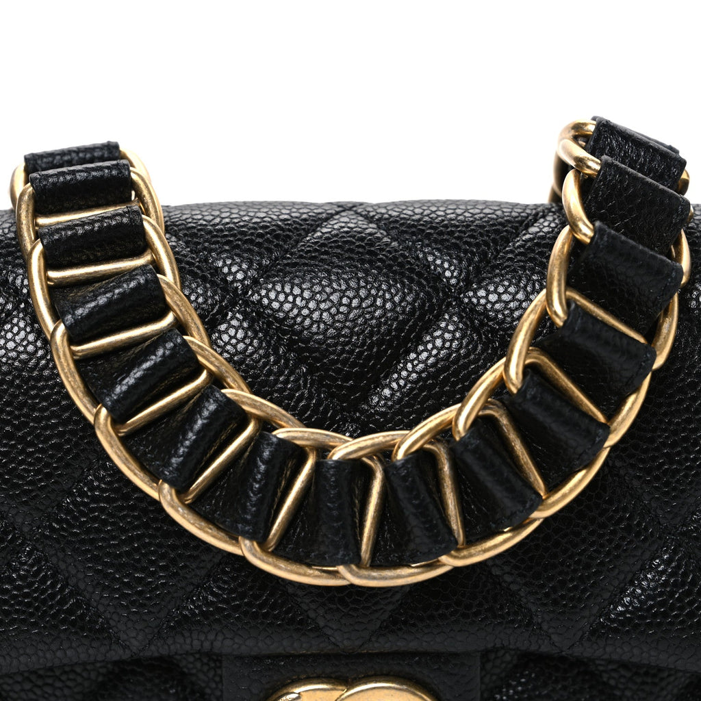 Caviar Quilted Mini Chain Soul Flap Black