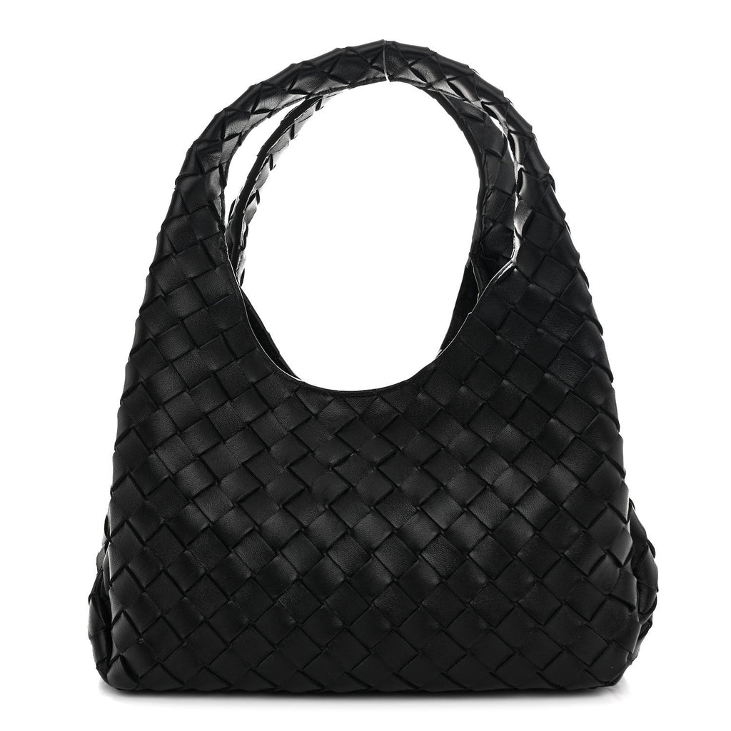 Nappa Intrecciato Small Campana Shoulder Bag Black