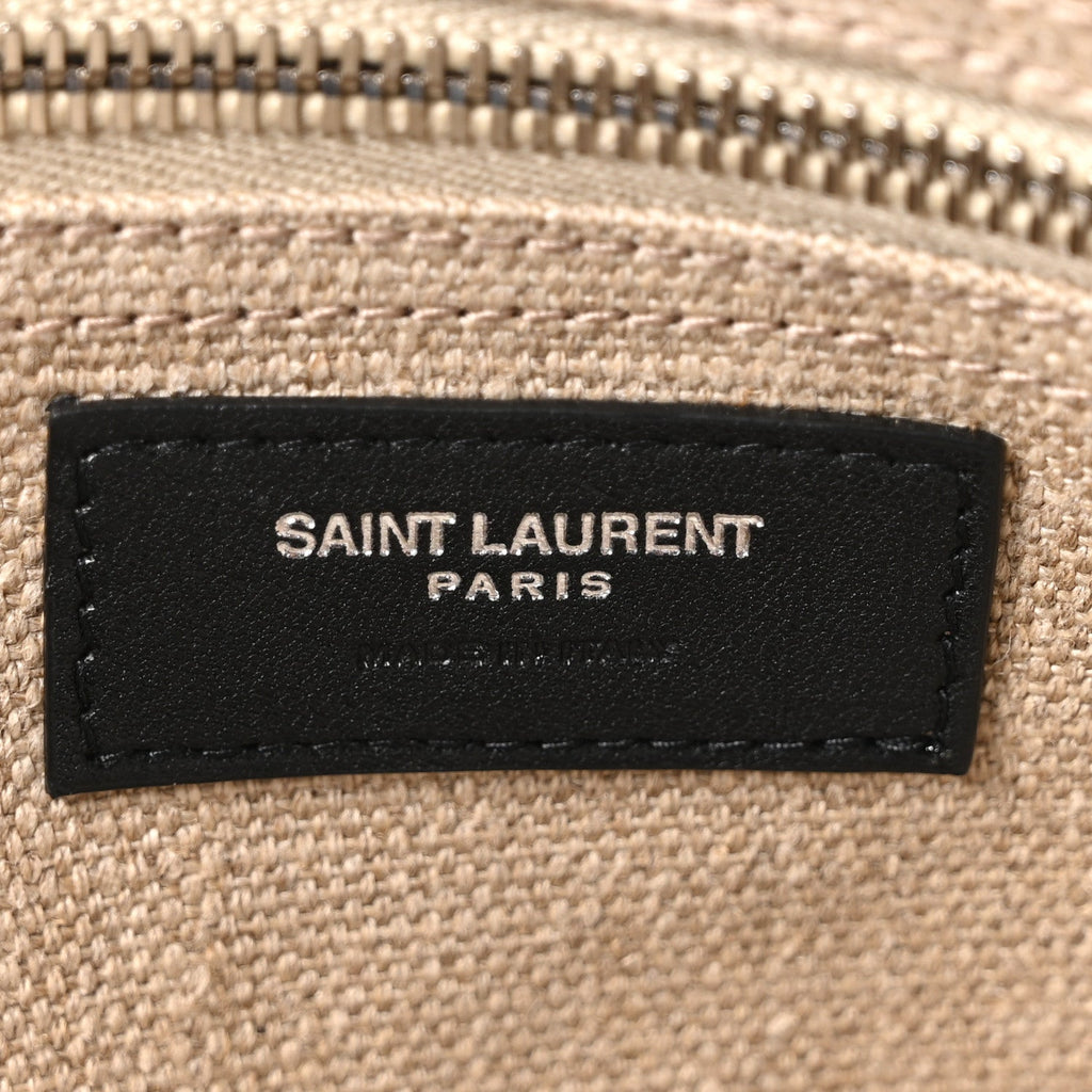 Linen Calfskin Small Rive Gauche Tote Greggio Natural