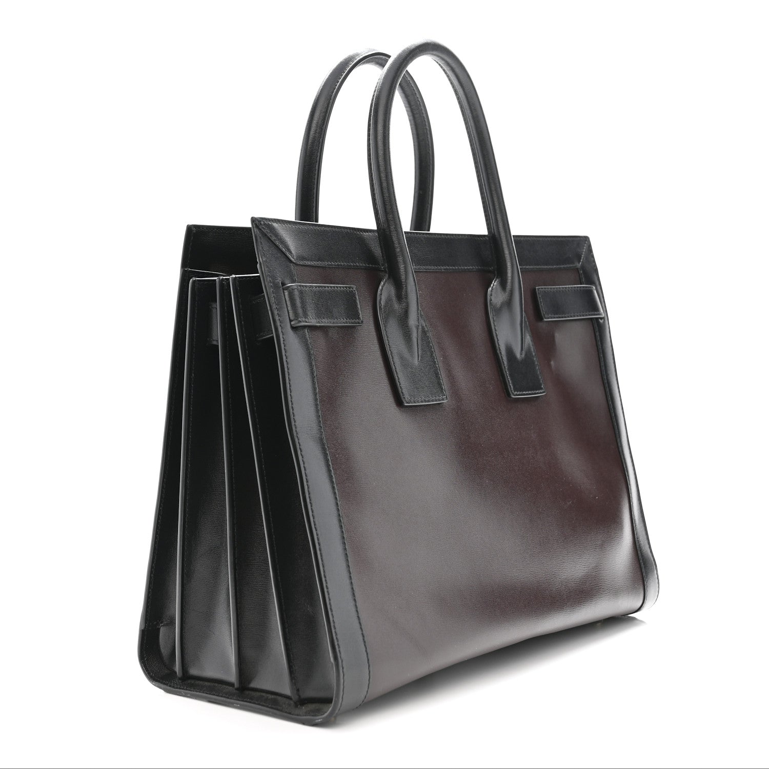 Calfskin Bi-Color Small Sac De Jour Burgundy Black